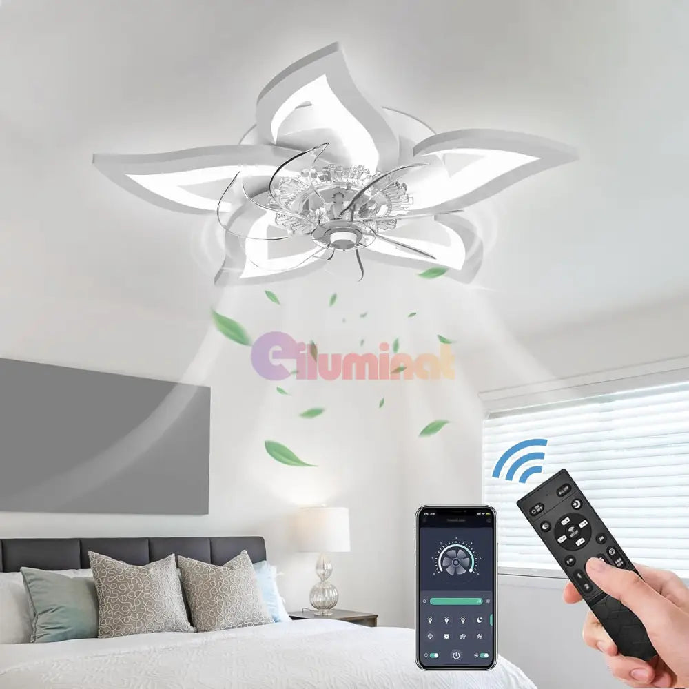 Lustra Led Narcisse Cu Ventilator Si Telecomanda Echivalent 400W Lighting Fixtures