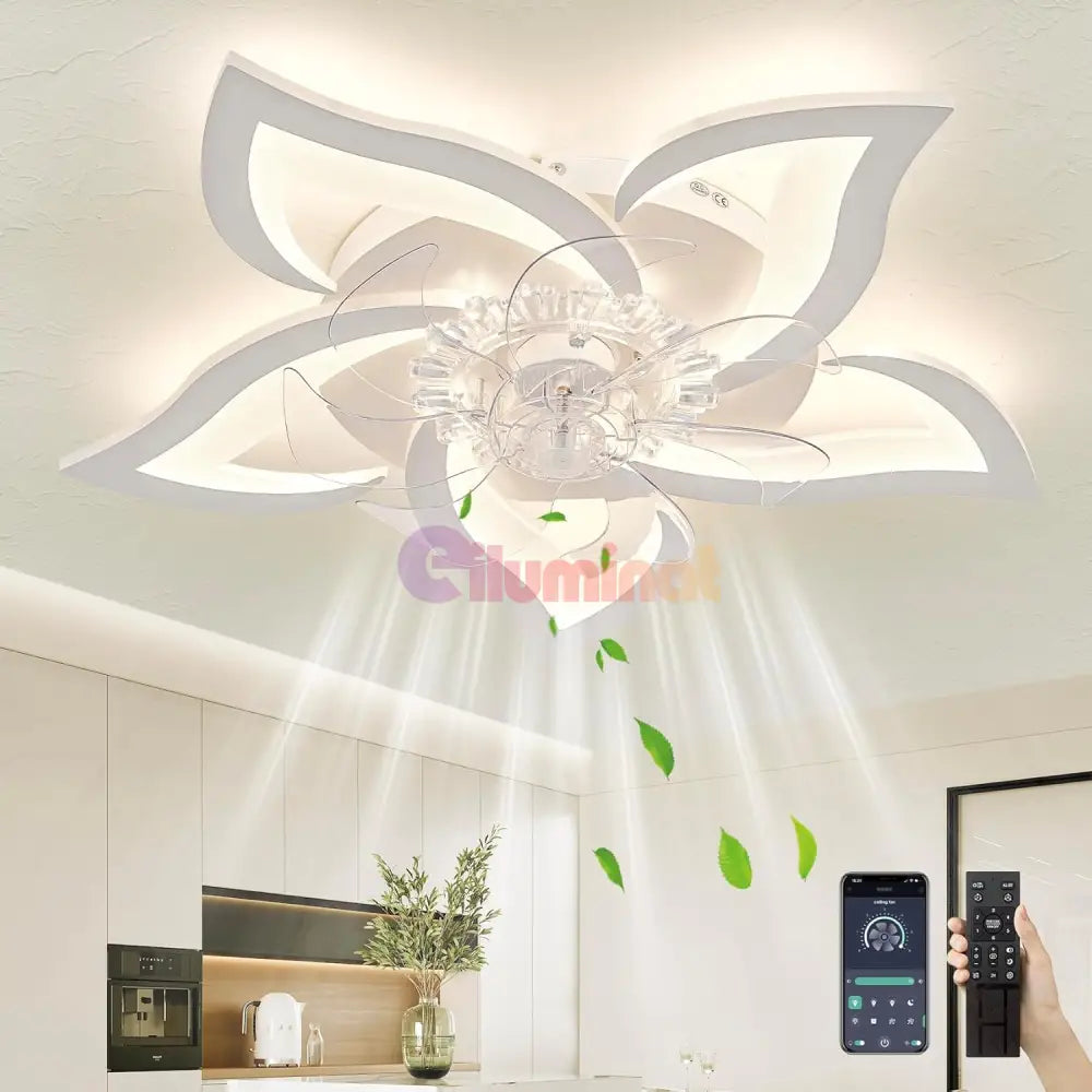 Lustra Led Narcisse Cu Ventilator Si Telecomanda Echivalent 400W Lighting Fixtures