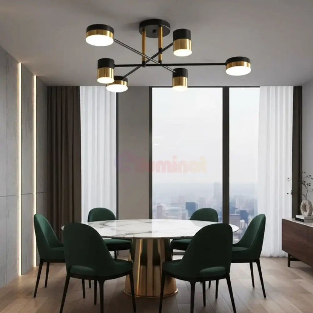 Lustra LED Nordic Style Darko Echivalent 400W Telecomanda MINIMALIST DESIGN / NEGRU + AURIU led ceiling light