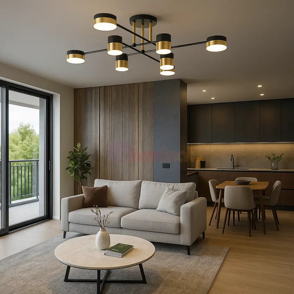 Lustra LED Nordic Style Darko Grande Echivalent 600W Telecomanda MINIMALIST DESIGN / NEGRU + AURIU led ceiling light