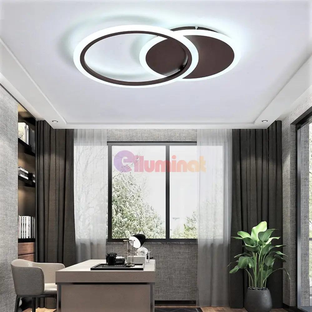 Lustra Led 74W One Circle Black Design Telecomanda Echivalent 300W Lighting Fixtures