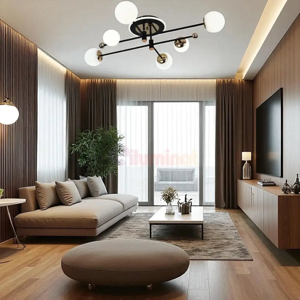 Lustra LED PIMORA Abajur Mat Neagra Echivalent 400W Telecomanda NEAGRA / ABAJUR Chandeliers