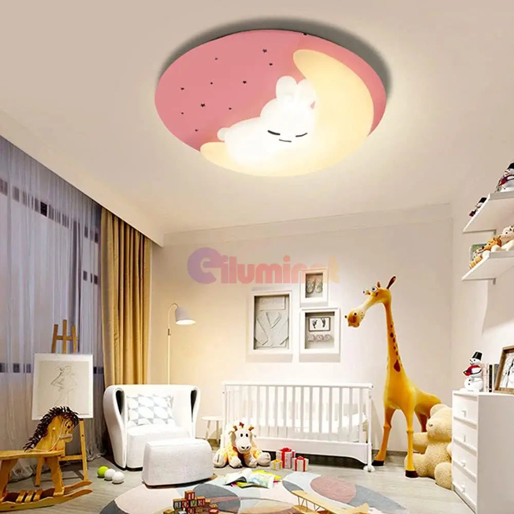 Lustra Led Pink Sleepy Bunny Echivalent 300W Telecomanda Lighting Fixtures