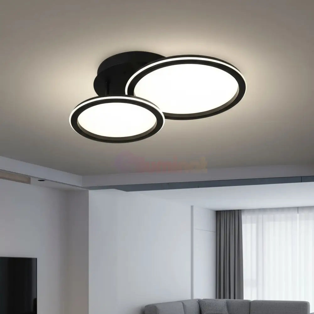Lustra LED Polin 2 BLACK CIRCLE 300W Telecomanda NEAGRA Lighting Fixtures