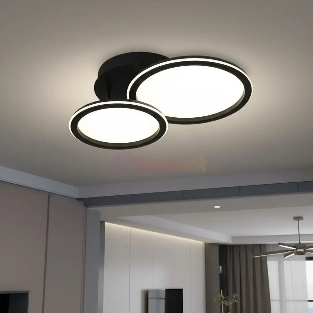 Lustra LED Polin 2 BLACK CIRCLE 300W Telecomanda NEAGRA Lighting Fixtures