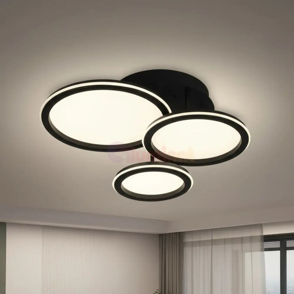 Lustra LED Polin 3 BLACK CIRCLE Echivalent 510W Telecomanda NEAGRA Lighting Fixtures