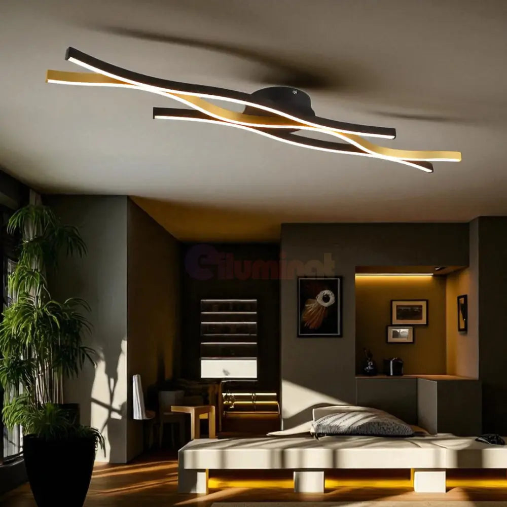 Lustra LED BLAZE Black Gold 35W NEGRU + AURIU / MINIMALIST DESIGN Lighting Fixtures