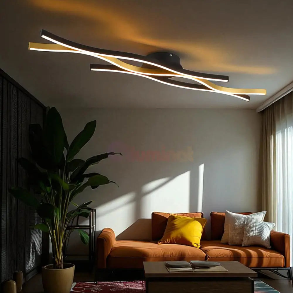 Lustra LED BLAZE Black Gold 35W NEGRU + AURIU / MINIMALIST DESIGN Lighting Fixtures