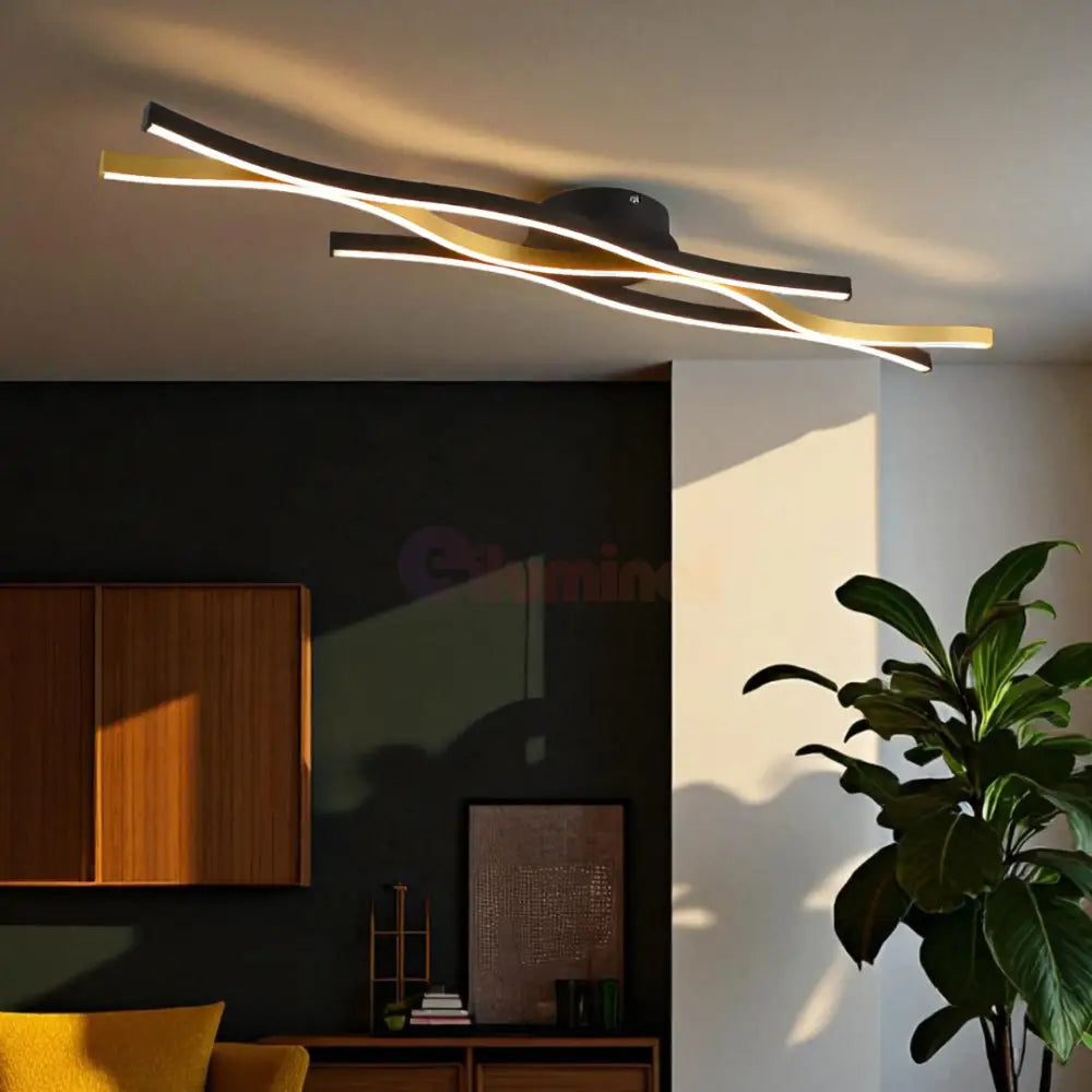 Lustra LED BLAZE Black Gold 35W NEGRU + AURIU / MINIMALIST DESIGN Lighting Fixtures