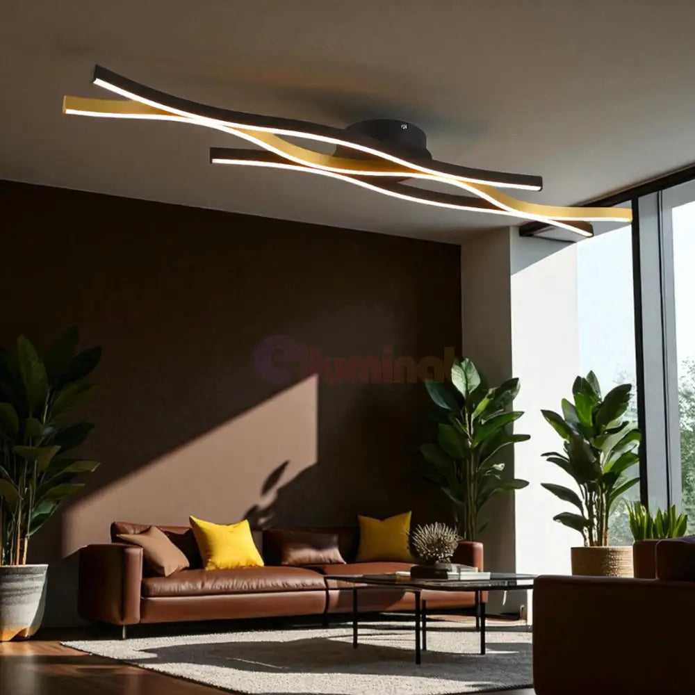 Lustra LED BLAZE Black Gold 35W NEGRU + AURIU / MINIMALIST DESIGN Lighting Fixtures