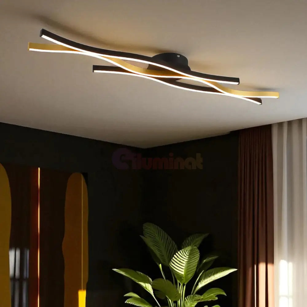 Lustra LED BLAZE Black Gold 35W NEGRU + AURIU / MINIMALIST DESIGN Lighting Fixtures