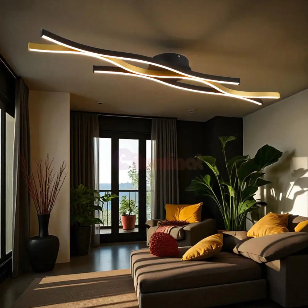 Lustra LED BLAZE Black Gold 35W NEGRU + AURIU / MINIMALIST DESIGN Lighting Fixtures