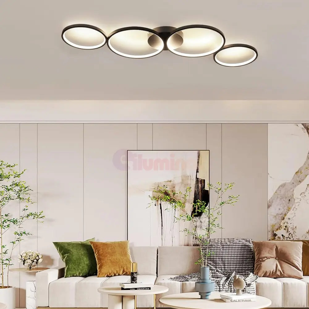 Lustra LED PREMIUM RONDO Black Echivalent 500W Dimabila NEAGRA / MINIMALIST DESIGN Lighting Fixtures