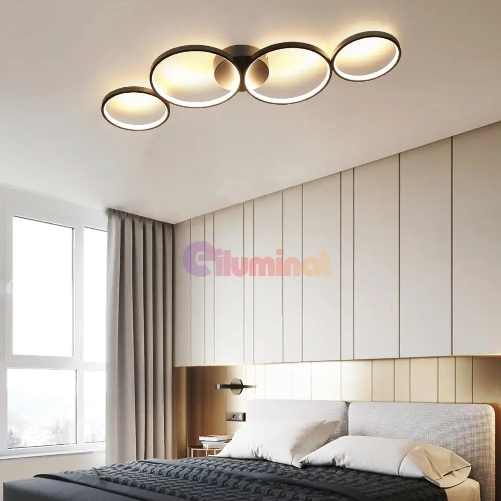 Lustra LED PREMIUM RONDO Black Echivalent 500W Dimabila NEAGRA / MINIMALIST DESIGN Lighting Fixtures