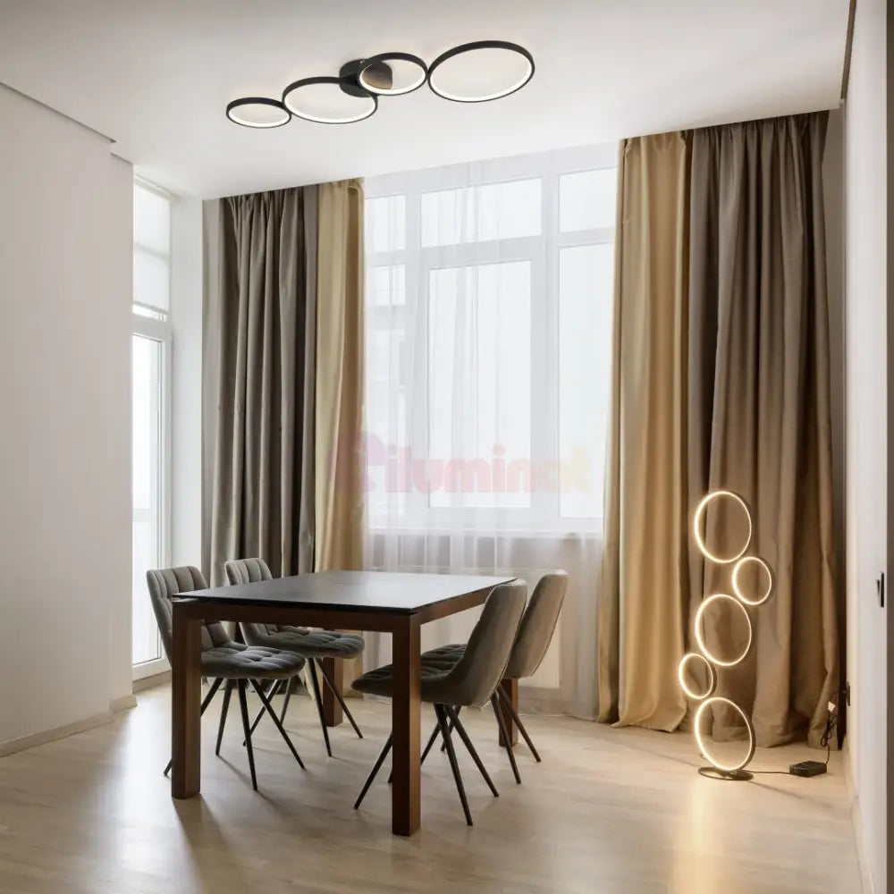 Lustra LED PREMIUM RONDO Black Echivalent 500W Dimabila NEAGRA / MINIMALIST DESIGN Lighting Fixtures