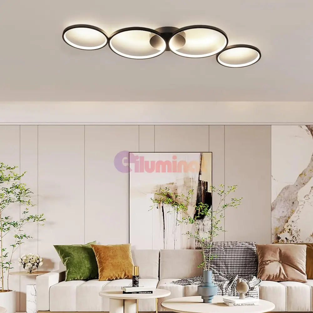 Lustra LED PREMIUM RONDO Black Echivalent 500W Dimabila NEAGRA / MINIMALIST DESIGN Lighting Fixtures
