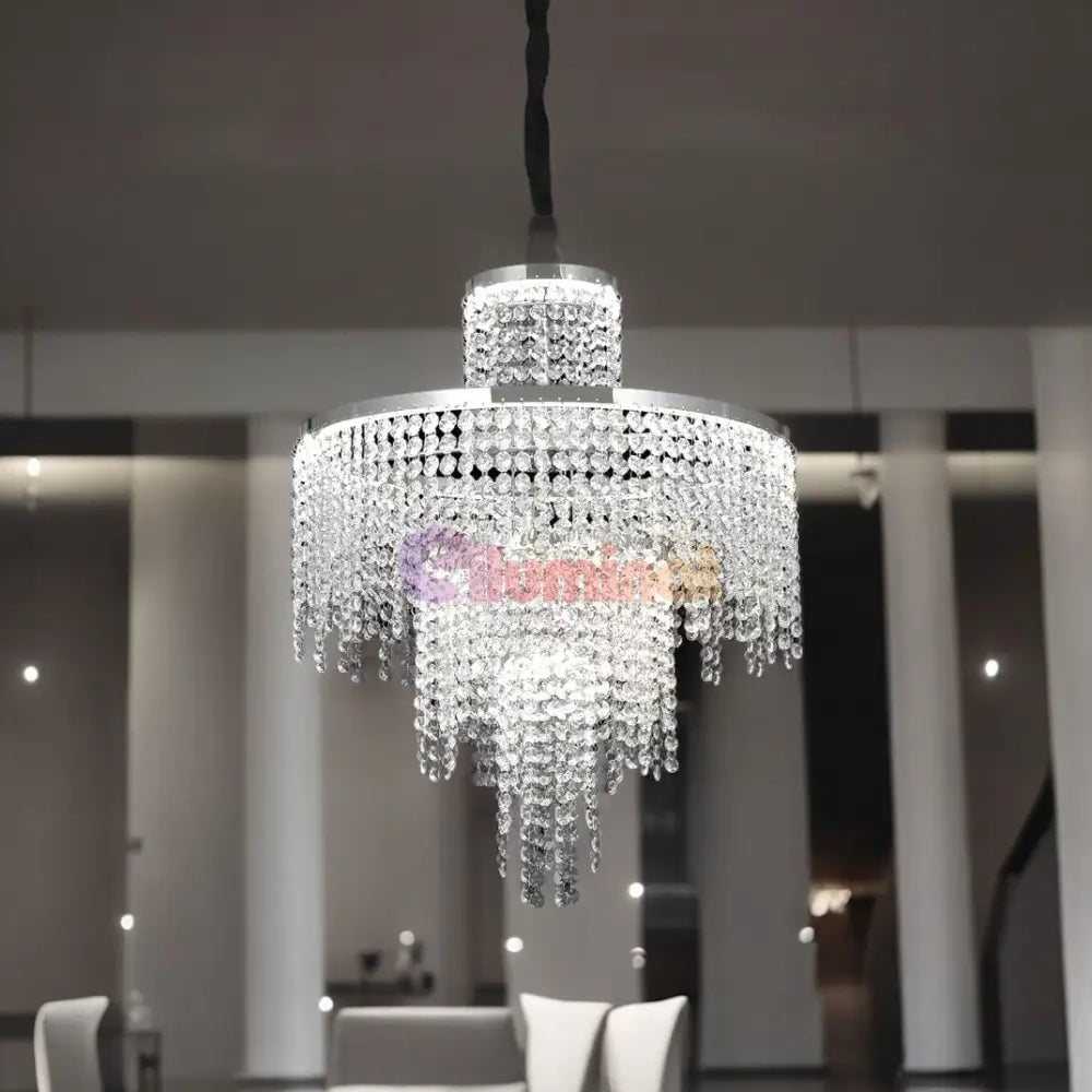 Lustra Led Rain Silver Cristal Telecomanda Echivalent 500W Lighting Fixtures