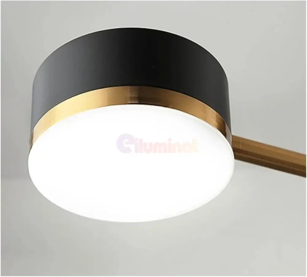 Lustra LED RAVENNA 3 + 3 Echivalent 500W Telecomanda NEGRU + AURIU / MINIMALIST DESIGN / 76CM Lighting Fixtures