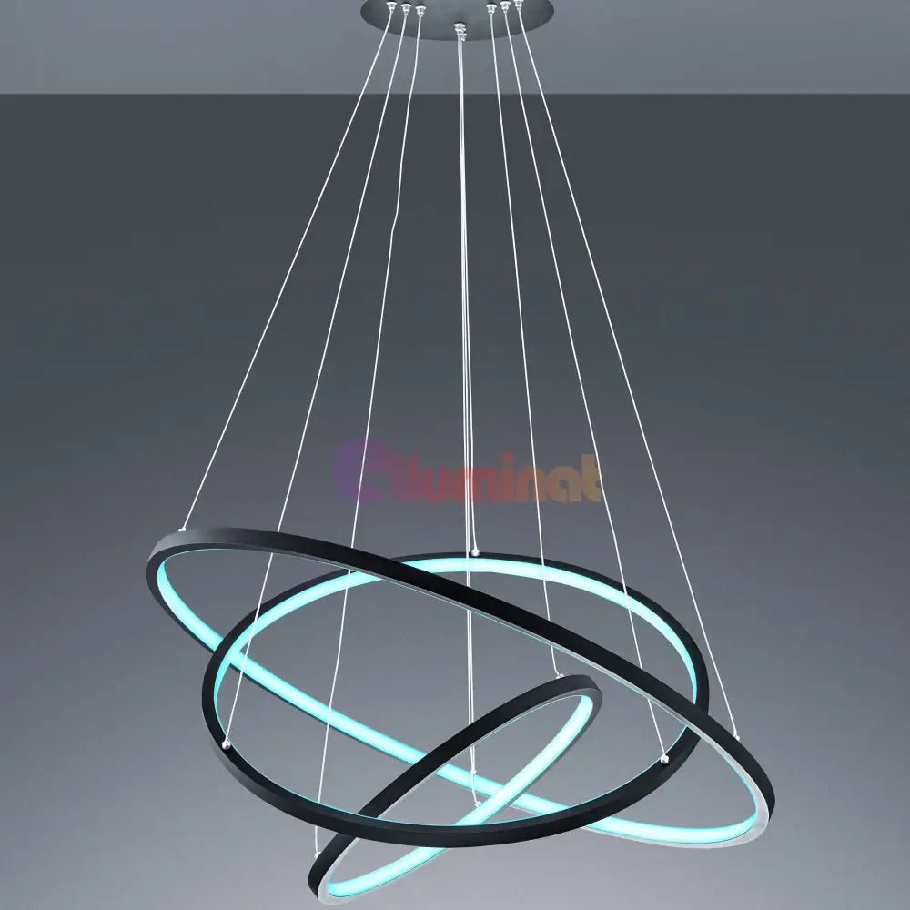 Lustra LED RGB-CCT AARON Black WIZ SMART Echivalent 1000W Telecomanda NEAGRA / 80CM / SUSPENDATE Lighting Fixtures