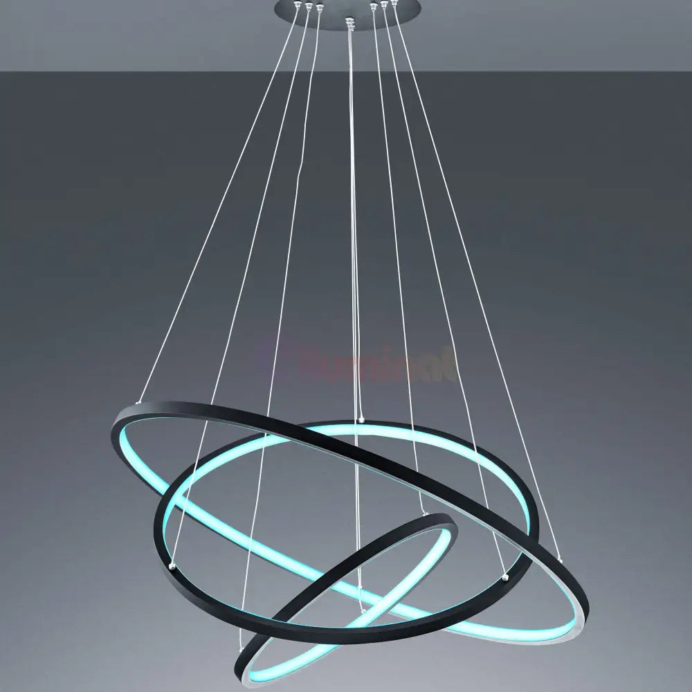 Lustra LED RGB-CCT AARON Black WIZ SMART Echivalent 1000W Telecomanda NEAGRA / 80CM / SUSPENDATE Lighting Fixtures
