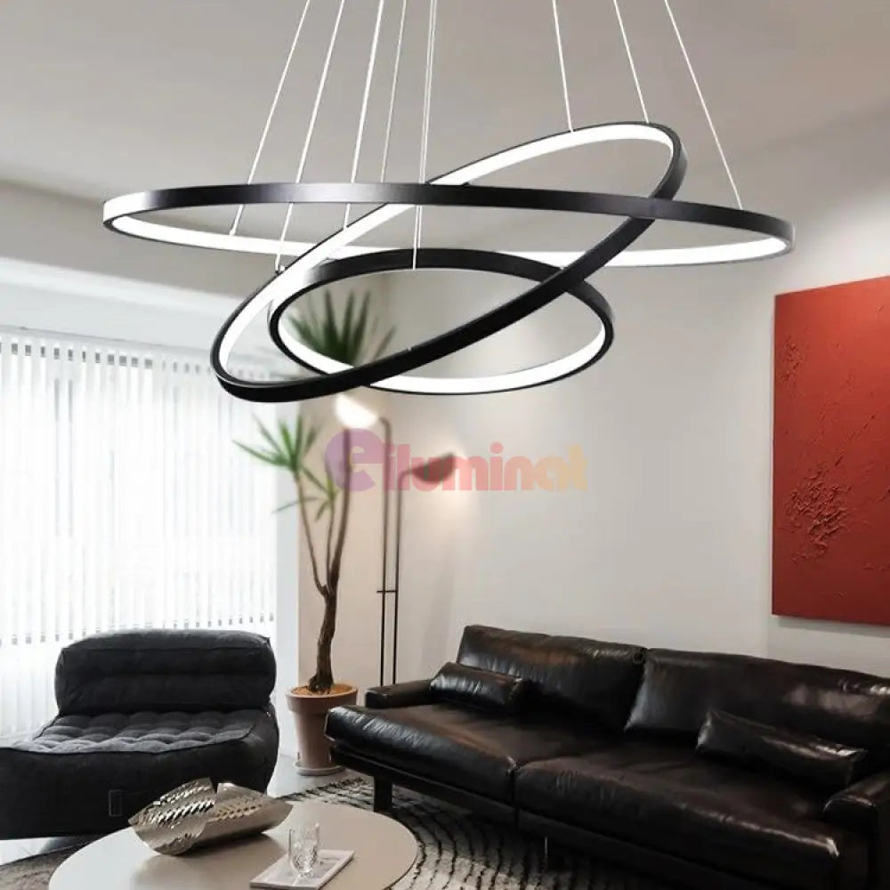 Lustra LED RGB-CCT AARON Black WIZ SMART Echivalent 1000W Telecomanda NEAGRA / 80CM / SUSPENDATE Lighting Fixtures