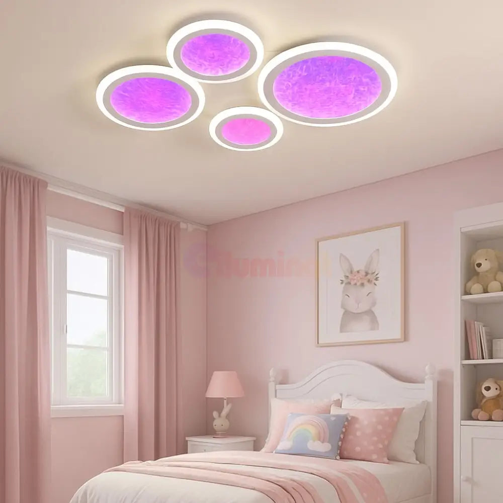 Lustra LED RGB SIERA 4 Circles 3 Functii Echivalent 550W Telecomanda ALBA / RGB / 60CM Lighting Fixtures