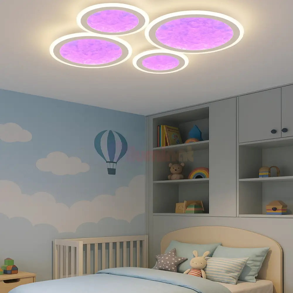 Lustra LED RGB SIERA 4 Circles 3 Functii Echivalent 550W Telecomanda ALBA / RGB / 60CM Lighting Fixtures