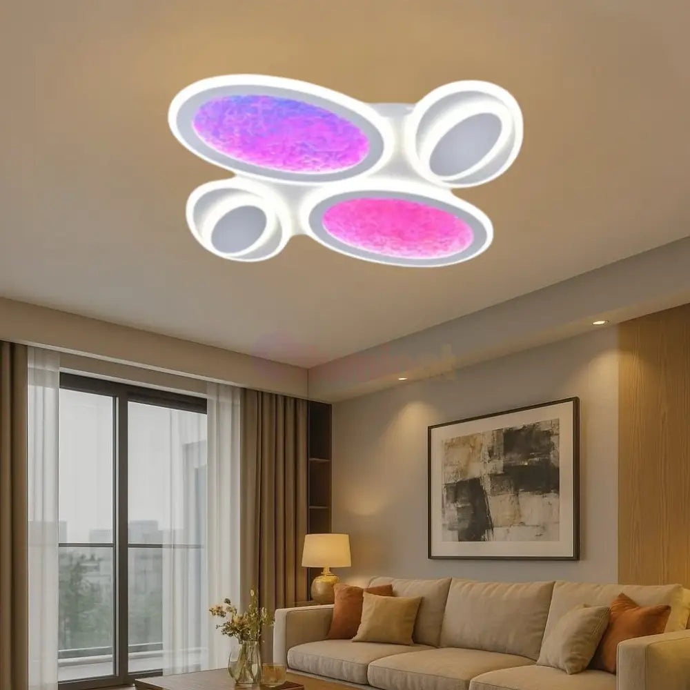 Lustra LED RGB SIERA 4 Ovals 3 Functii Echivalent 600W Telecomanda ALBA / RGB / 50CM Lighting Fixtures