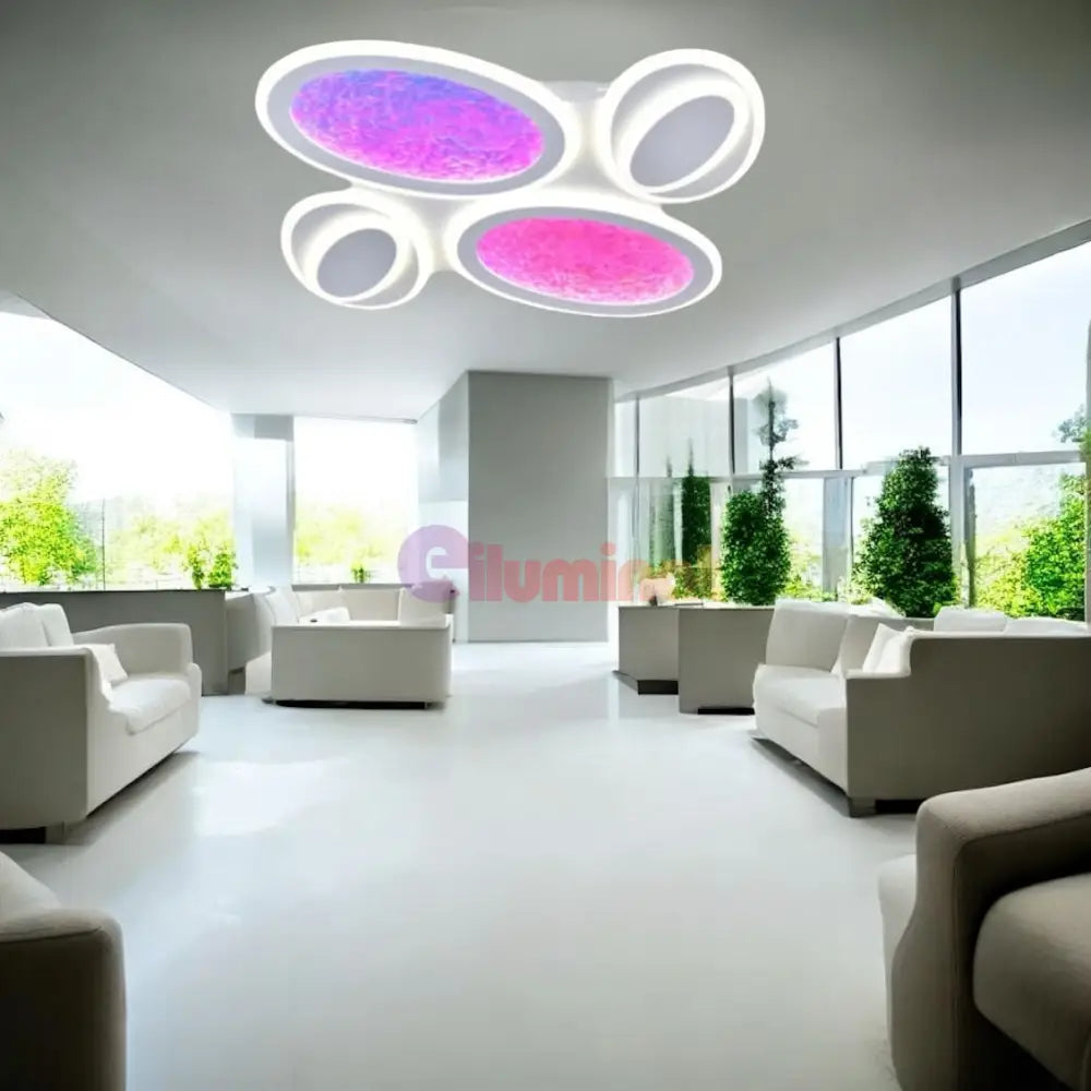 Lustra LED RGB SIERA 4 Ovals 3 Functii Echivalent 600W Telecomanda ALBA / RGB / 50CM Lighting Fixtures