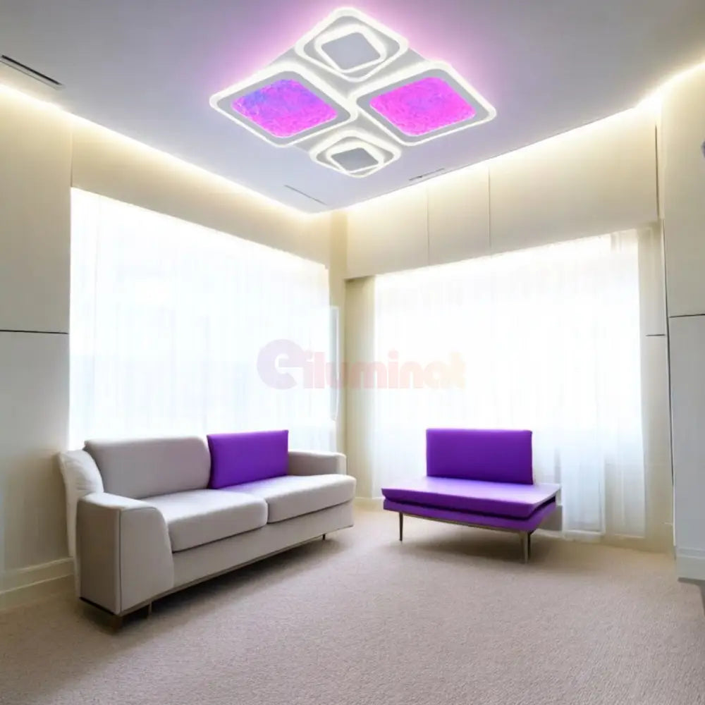 Lustra LED RGB SIERA 4 Squares 3 Functii Echivalent 630W Telecomanda ALBA / RGB / 50CM Lighting Fixtures
