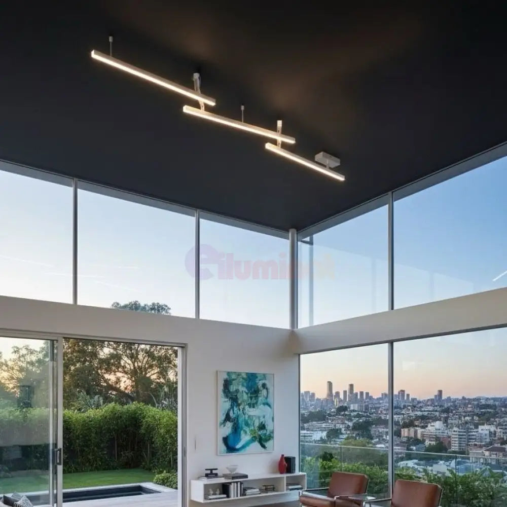 Lustra LED RGBW MELBY Reglabila Argintie 242cm Echivalent 300W Telecomanda 242CM / MINIMALIST DESIGN / ARGINTIE