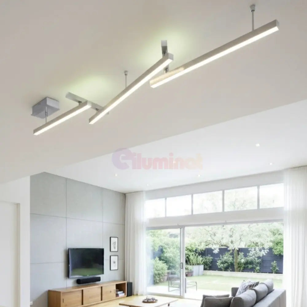 Lustra LED RGBW MELBY Reglabila Argintie 242cm Echivalent 300W Telecomanda 242CM / MINIMALIST DESIGN / ARGINTIE