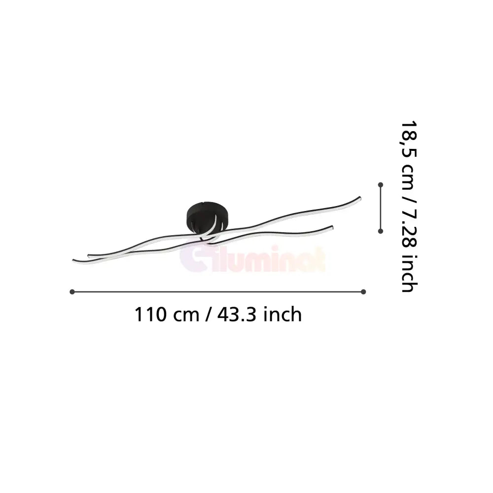 Lustra LED RONCADE 1 Black Echivalent 500W Eglo 99322 NEAGRA / 115CM / MINIMALIST DESIGN Lighting Fixtures