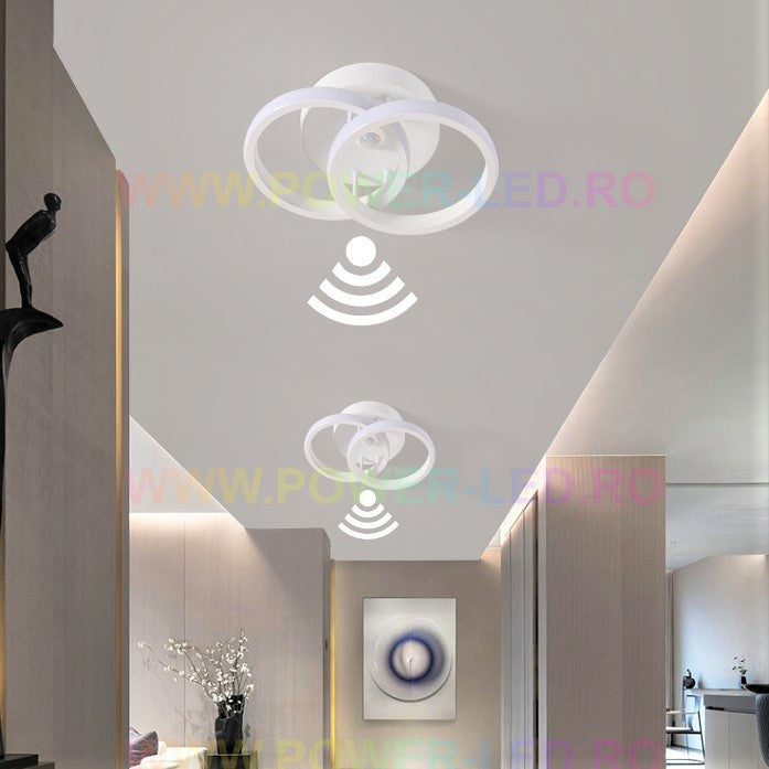 Lustra Led 22W Double Circle Cu Senzor Miscare Echivalent 150W Ceiling Light Fixtures