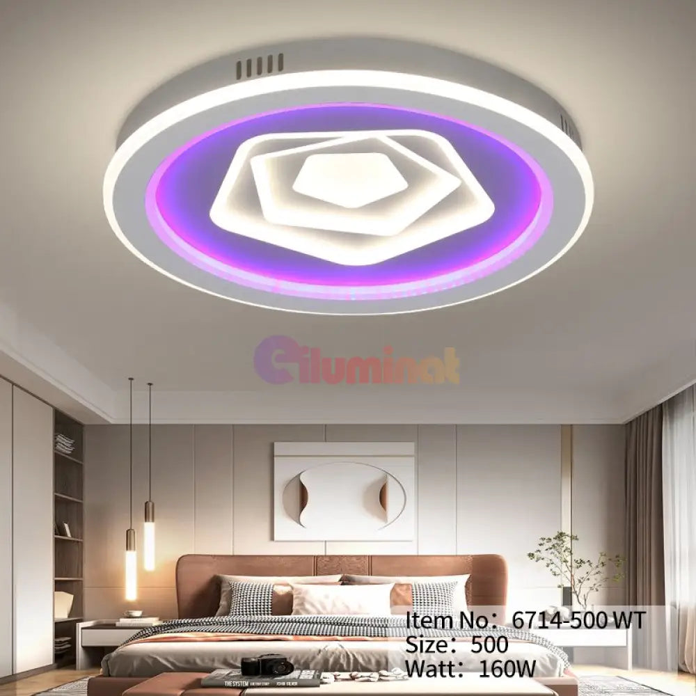 Lustra Led Round Levels Rgb Echivalent 800W Telecomanda Ceiling Light