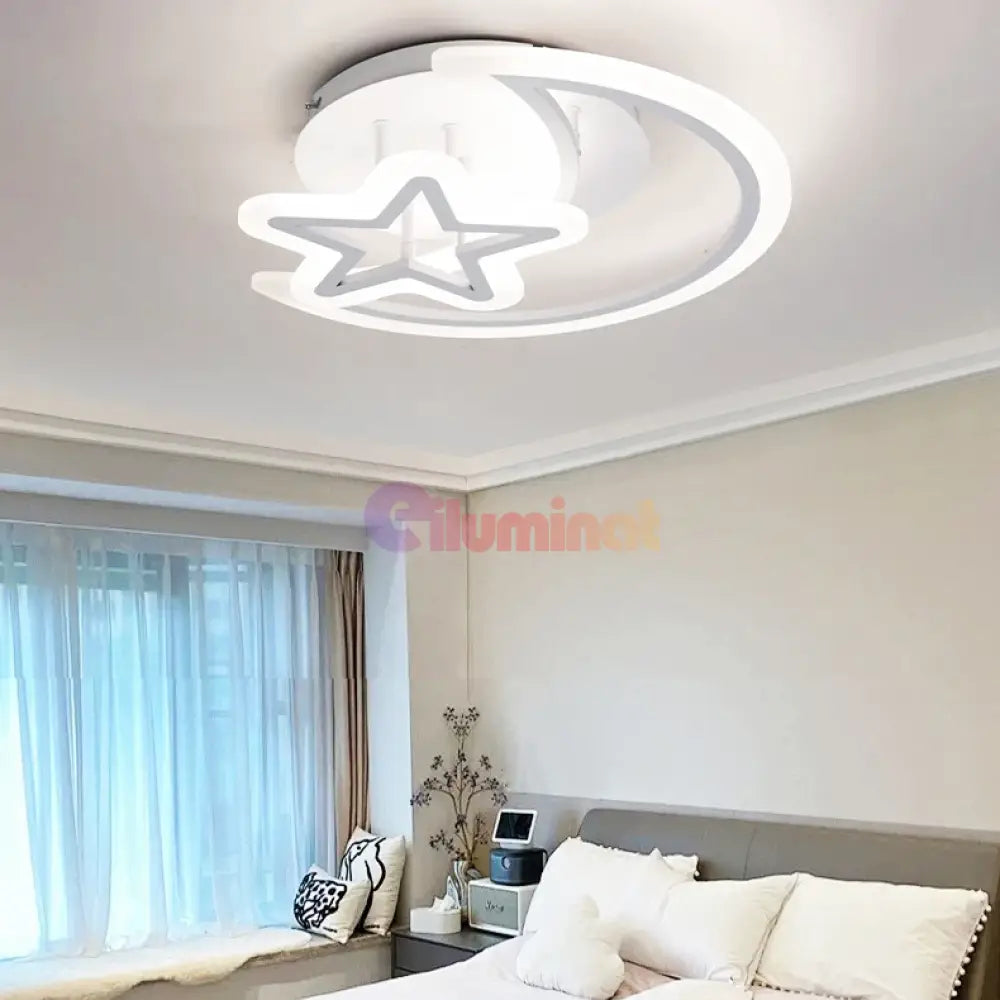 Lustra Led Semiluna Alba Echivalent 400W Telecomanda Lighting Fixtures