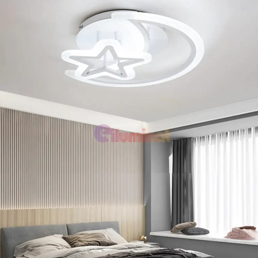 Lustra Led Semiluna Alba Echivalent 400W Telecomanda Lighting Fixtures