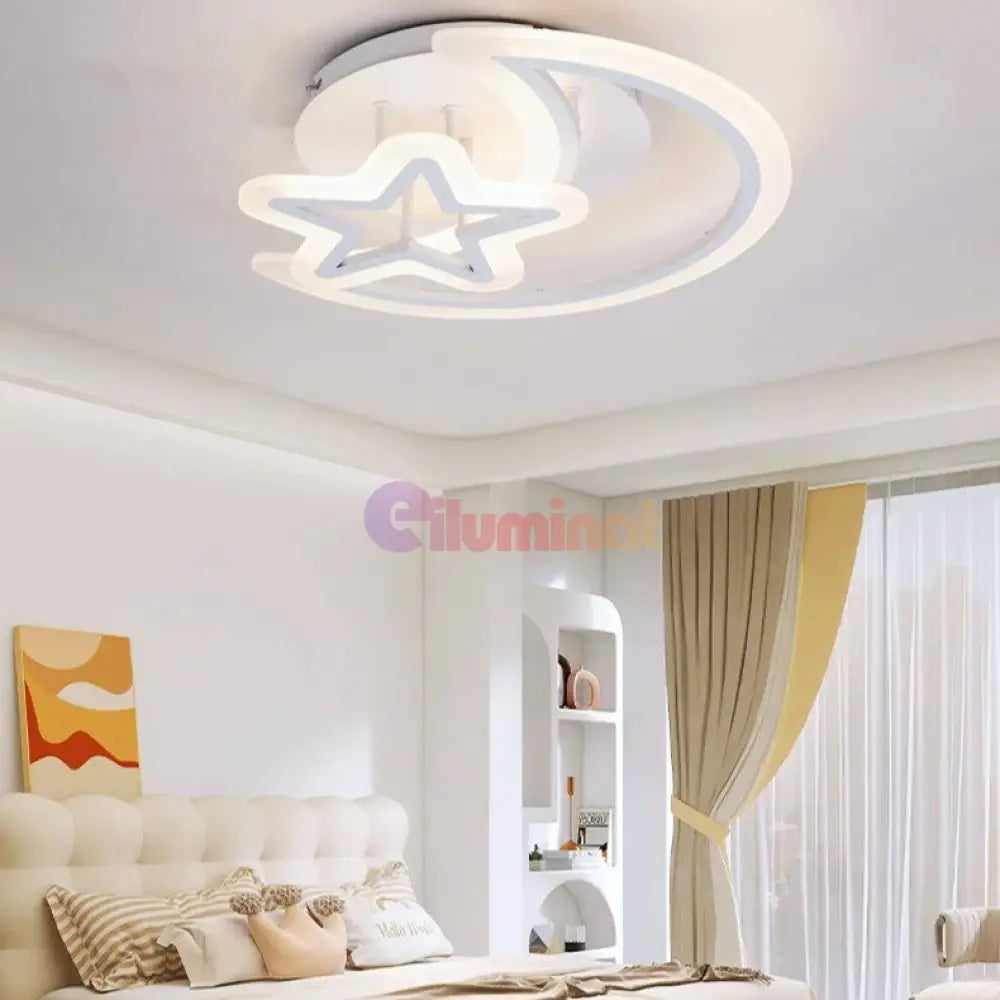 Lustra Led Semiluna Alba Echivalent 400W Telecomanda Lighting Fixtures