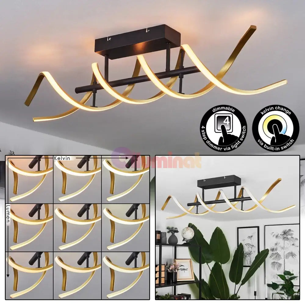 Lustra Led Sequence Gold + Black Echivalent 300W Lighting Fixtures