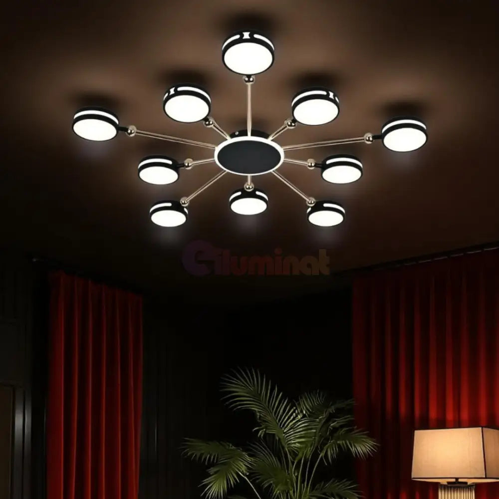 Lustra LED Aplicata Meili 100CM NEAGRA / 60CM CEILING LIGHT