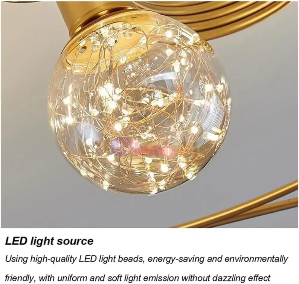 Lustra Led Sparkle Abajur Transparent G3396-6 Echivalent 300W Lighting Fixtures