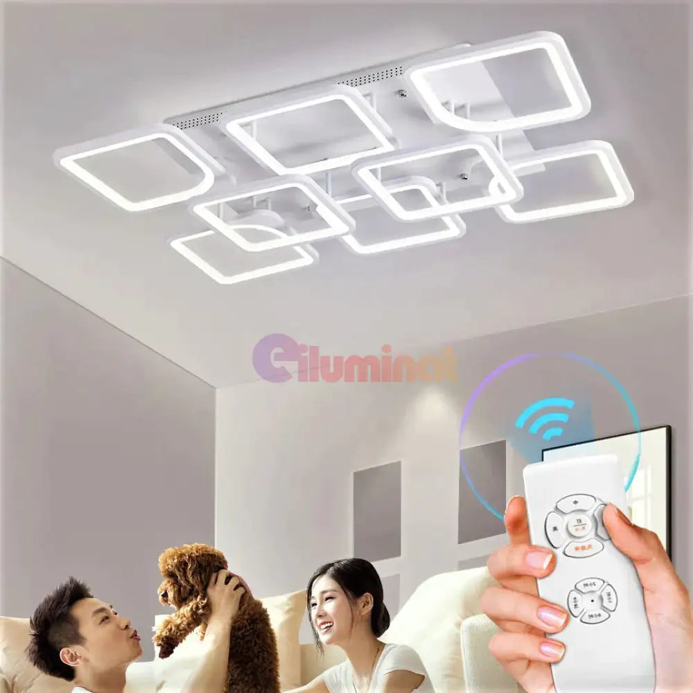 Lustra Led 256W Square Suprem Alb Telecomanda Lighting Fixtures