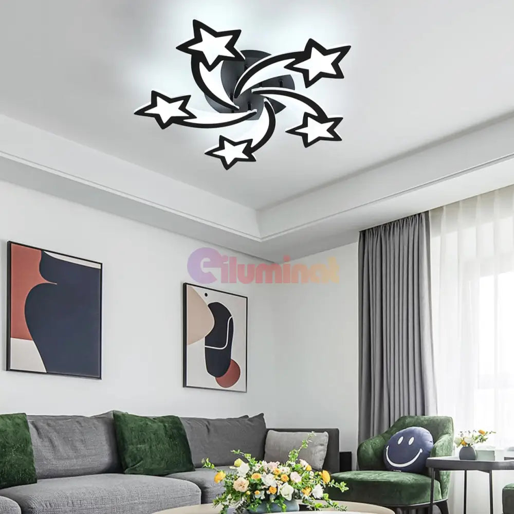 Lustra Led 160W Star Design Black Telecomanda Echivalent 600W Lighting Fixtures