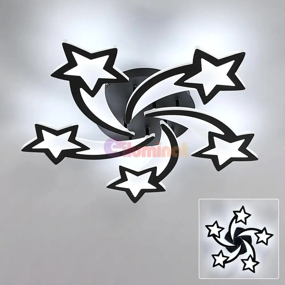 Lustra Led 160W Star Design Black Telecomanda Echivalent 600W Lighting Fixtures