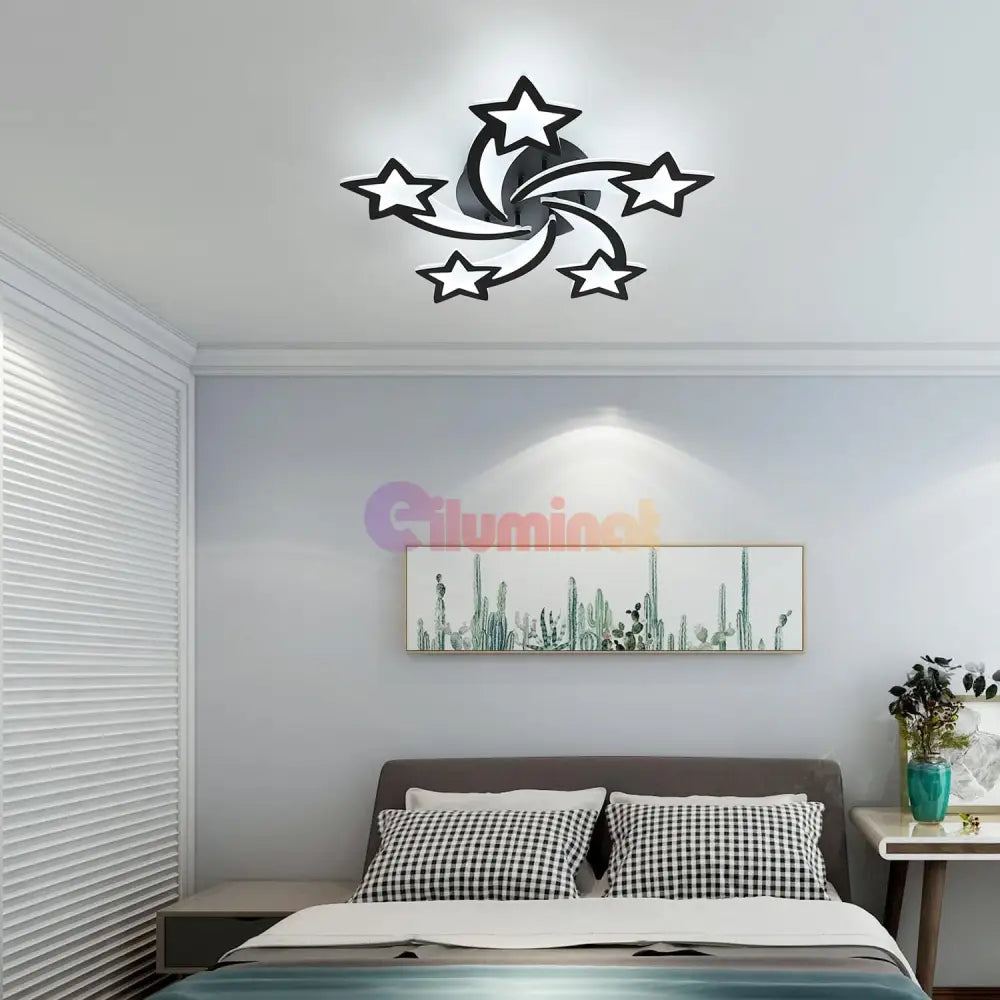 Lustra Led 160W Star Design Black Telecomanda Echivalent 600W Lighting Fixtures