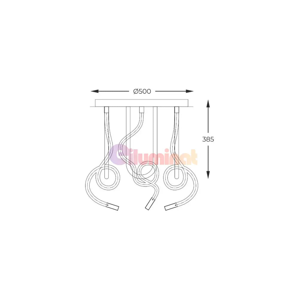 Lustra LED SUFITOWA 3 Functii Echivalent 400W NEAGRA / 50CM / MINIMALIST DESIGN Lighting Fixtures