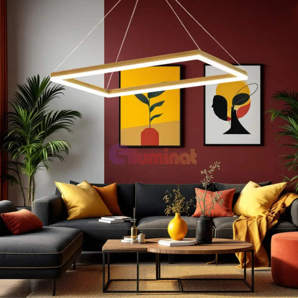 Lustra LED Suspendata Gold GlowPanel AURIE / 120CM / SUSPENDATE Lighting Fixtures
