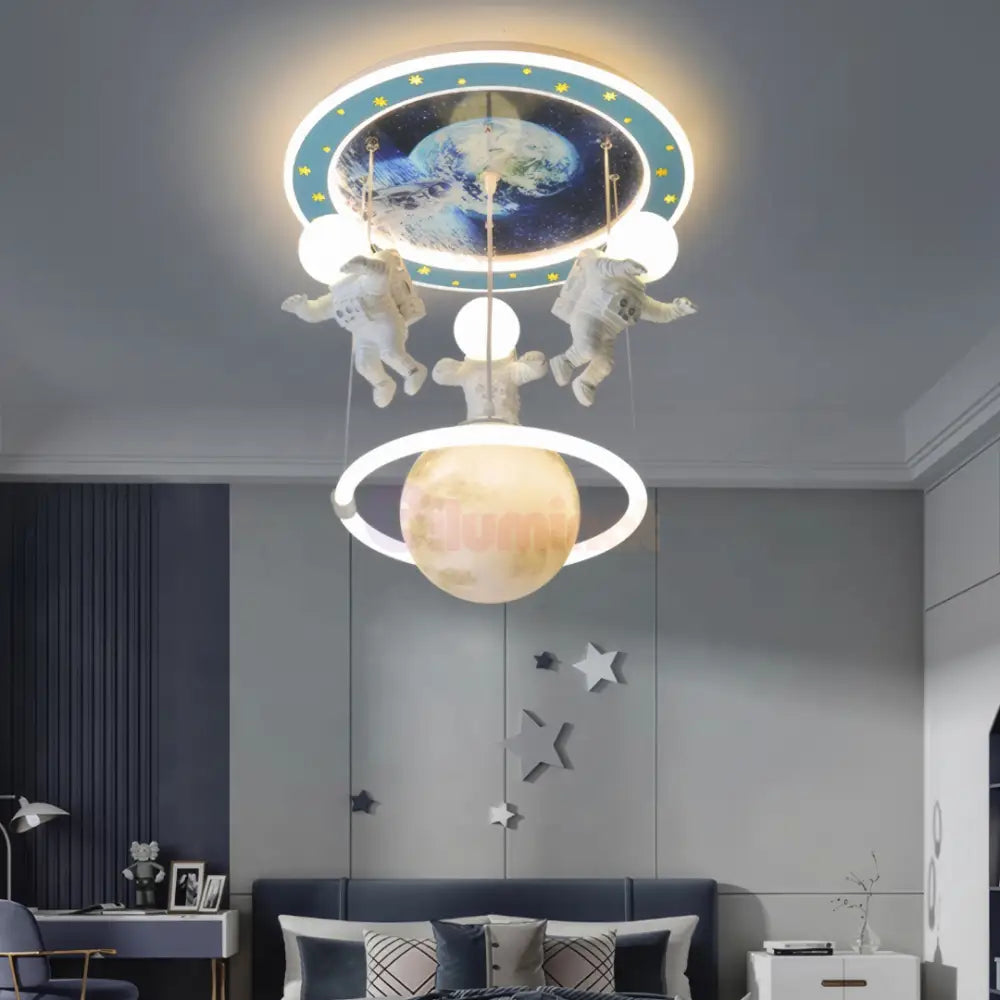 Lustra LED 100W Astro Friends Telecomanda 5315 ALBASTRU ALB / 50CM / KIDS Lighting Fixtures