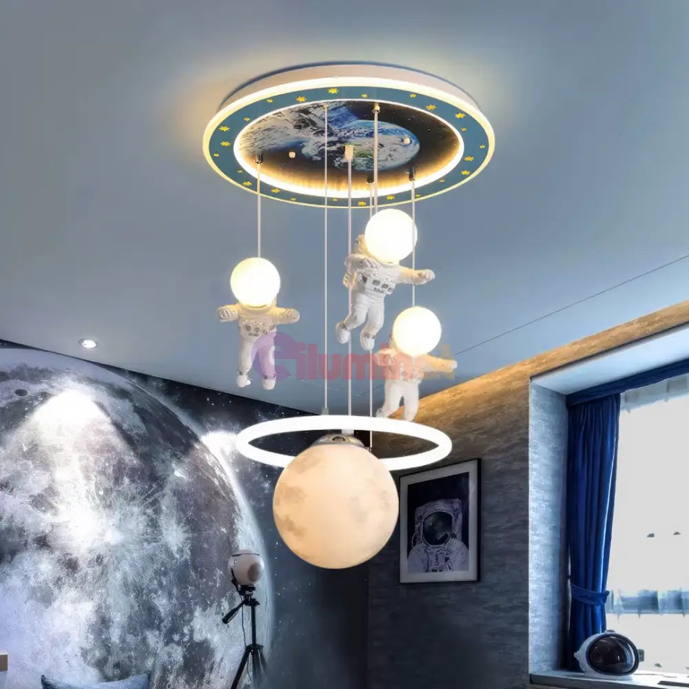Lustra LED 100W Astro Friends Telecomanda 5315 ALBASTRU ALB / 50CM / KIDS Lighting Fixtures