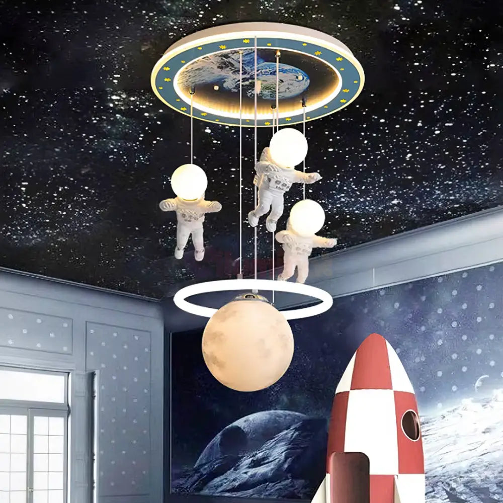 Lustra LED 100W Astro Friends Telecomanda 5315 ALBASTRU ALB / 50CM / KIDS Lighting Fixtures